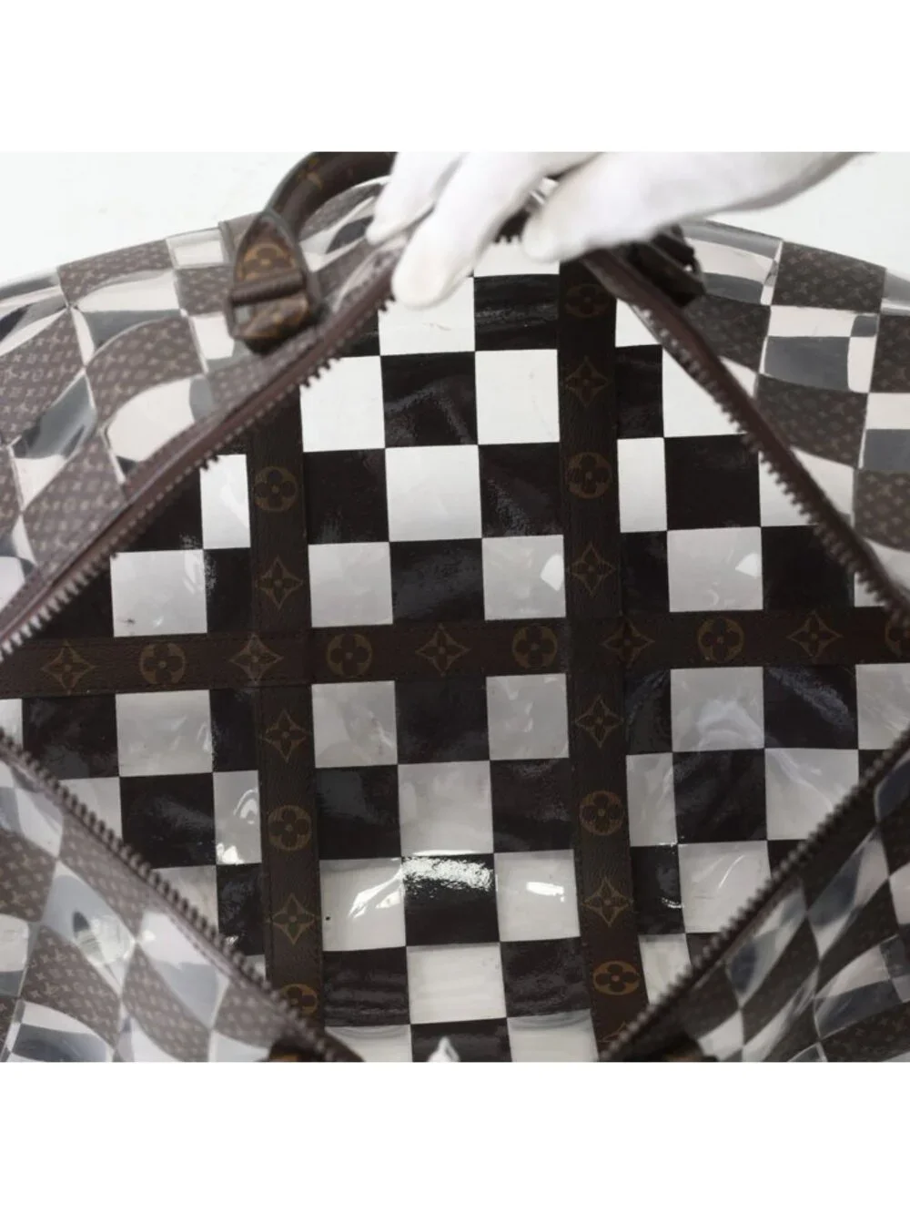 Louis Vuitton Monogram Chess Keepall Bandouliere 50 Boston Bag Brown